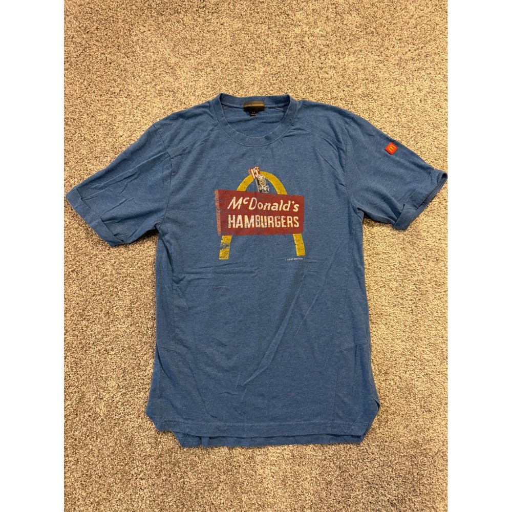 McDonald's T-Shirt Mens Small Blue Vintage Graphic Speedee First Edition MC303